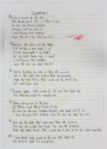 OASIS - "Wonderwall" Lyrics Handwritten by Noel Gallagher. "Wonderwall" lyrics were not used for