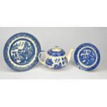 Blue and white Willow pattern part Dinner service items include approx.40 plates, teapot, bowls,