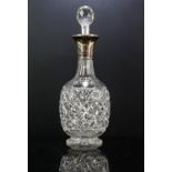 Large Sheffield silver collared decanter., 31cm high