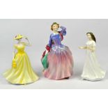 A large group of 22 porcelain figures of ladies, various marks to include Royal Doulton,