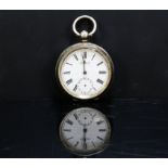 Kendal and Dent open face pocket watch in 935 grade Swiss silver made in Bienne, Switzerland.