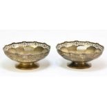 Pair of silver dishes, with pierced rims by Adie Brothers Ltd,Birmingham 1929 11.5oz 356gm