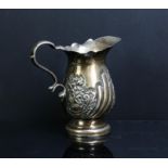 Victorian silver demi embossed cream jug with floral decoration, Birmingham 1901.