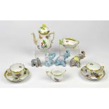 Four Herend elephants, in various colourways, together with a group of Herend porcelains,