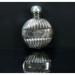 Victorian silver perfume flask or small spirit flask, Birmingham 1886.