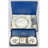 Royal Worcester porcelain cake platter, with silver line decoration, 28.5cm diameter,