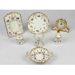 Collection of Royal Crown Derby porcelains, to include a clock, picture frame, smaller perfume