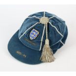 Peter Shilton blue England cap from the 1973-74 International friendly against Argentina at Wembley,