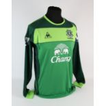 Everton Football club, Ján Mucha (No.1) bench worn 2010-201 season shirt, For their 1-1 draw to