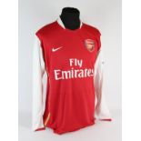 Arsenal Football club, Alex Song (No.17) season 2006-2007 match worn shirt. L/S shirt – Provenance