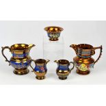 Collection of 19th century copper lusterware, jugs and bowls. (qty)  Provenance: From Munstead Wood.
