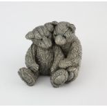 Country Artists filled silver group of two teddy bears H 9cm.  Provenance: From Munstead Wood.
