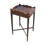 George III style rectangular kettle table, with shaped gallery top, above frieze candle slide,