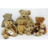 Collection of eight Teddy Bears, various sizes and makers to include a 58cm Strathmore Lane