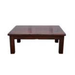 A large hardwood rectangular coffee table, 43cm high x 112cm wide x 79cm deep.  Provenance: From