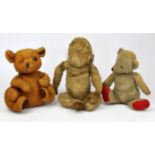 Vintage Merry Thought monkey, seated cat, Chad Valley Teddy Bear and another Teddy Bear, (4).