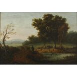 Nineteenth-century British School, landscape with cattle to foreground, oil on canvas, 34 x 49cm,