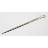 George III silver meat skewer with lion and sword crest and squared ring handle by Solomon Hougham,