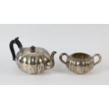 Victorian melon shaped bachelors tea pot and sugar bowl by George Fox, London 1870,