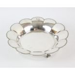 George V silver petal form dish by Thomas Bradbury & Sons Ltd. Sheffield 1926 24cm dia. 20.