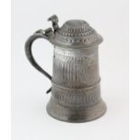 George III silver mug by John King, London 1777 later decorated and with added hinged cover,