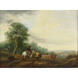 Thomas T. J. Frowd (British, nineteenth century), landscape with cattle and figures to foreground,