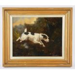 George Earl (British, 1824-1908), terrier in a landscape, oil on board, signed lower right,