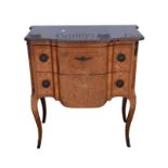 A French transitional taste commode, late 19th/20th Century, with red marble top. above two drawers,
