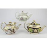 An academic collection of New Hall porcelains, early 19th Century, to comprise three tea pots and