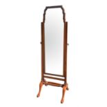 Early 20th century mahogany cheval mirror, H166cms