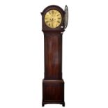 A mahogany longcase clock by J Stewart, Glasgow, the hood with round glazed door,