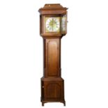 A mahogany banded and oak longcase clock by Ashton Bredbury, with two weights and a pendulum,