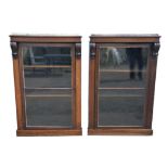 Pair of marble topped mahogany pier cabinets (made up from two book cased sections),