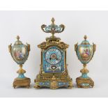 French gilt metal and porcelain mantle clock by R & C. Paris and London No. 2236 39cm x 22cm x 14.