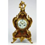 Early 20th century French boulle work and ormolou mounted mantle clock the white enamel dial with