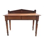 19th century mahogany hall table with two frieze drawers on turn supports, W120 x D59 x H94cms