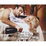 Shirley Eaton - A signed 8 x 10 inch colour photograph of her covered in gold paint as her