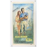 James Bond Dr. No (1962) French first release film poster, art by Boris Grinsson, linen backed,
