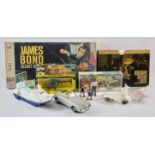James Bond - Secret Agent Game, Airfix model, Corgi 926, James Bond Box, two Louis Marx toys and a