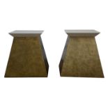 JULIAN CHICHESTER, a pair of Penn tables or stools, white and black brass colourway,