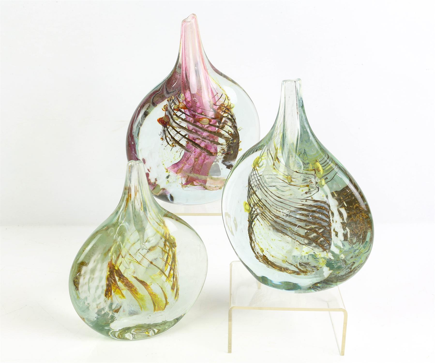 Amended Description ISLE OF WIGHT GLASS, three Lollipop vases of various heights. - Image 2 of 7