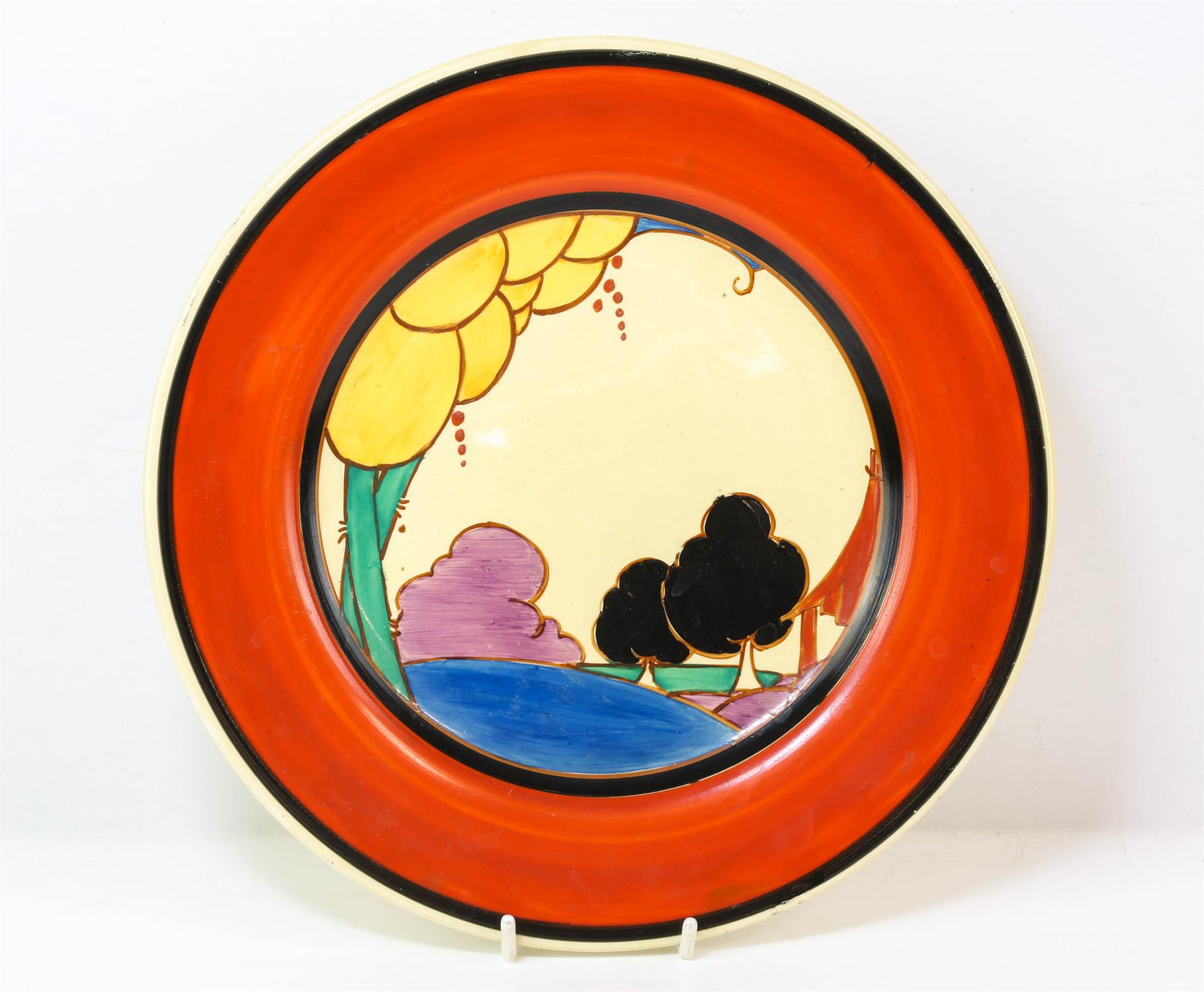 CLARICE CLIFF (BRITISH, 1899-1972) , Summer house, circular plate, printed marks to base, 25.