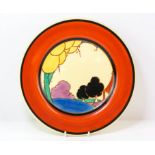 CLARICE CLIFF (BRITISH, 1899-1972) , Summer house, circular plate, printed marks to base, 25.