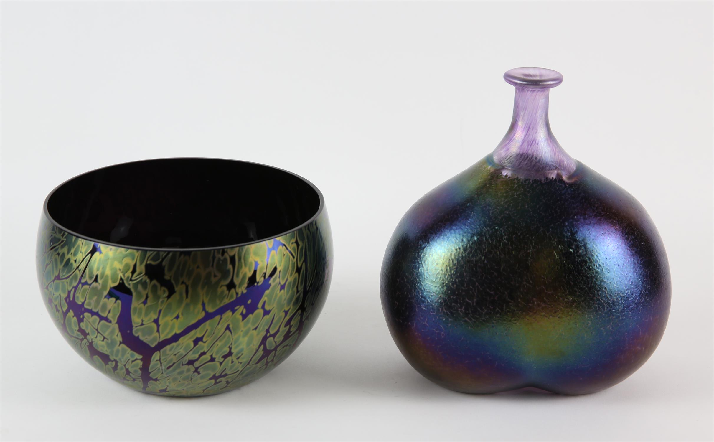 BERTIL VALLIAN (SWEDISH, B. 1938), an iridescent coloured vase, signed to base, label to body, 20.