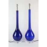 JULIAN CHICHESTER, a pair of Avignon lamps, blue glass colourway, on lucite base.