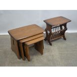 ERCOL, nest of three elm tables, 45cm high x 64cm wide x 40cm deep, together with a matching