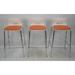 ALLERMUIR, three bar stools, with orange upholstered seats, 97cm high (3)
