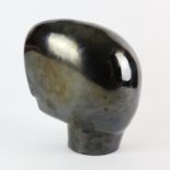 URSULA HUBER, ITALIAN, B. 1952), Head, black glass, signature to side, 30cm high