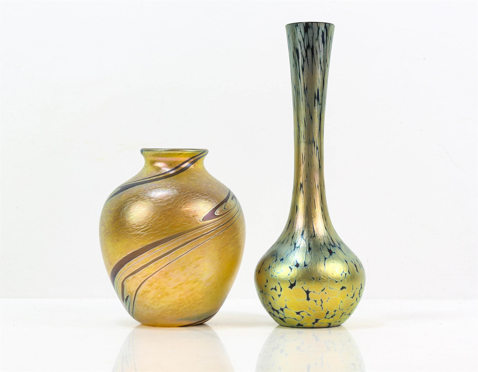 RICHARD GOLDING FOR OKRA, vase, with purple lines on yellow ground, signed and dated 2006,