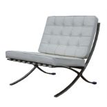 AFTER LUDWIG MIES VAN DER ROHE ( GERMAN/AAMERICAN, 1886-1969), a white leather and chrome